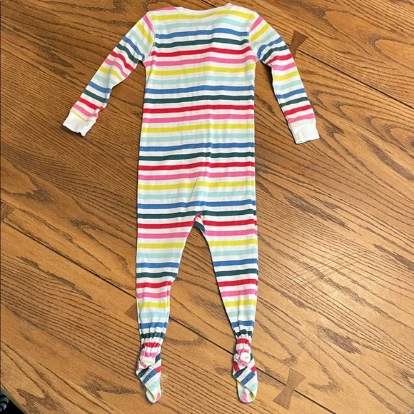 Primary Rainbow Striped Kids Footie Pajama size 12-18 mo - Picture 6 of 7